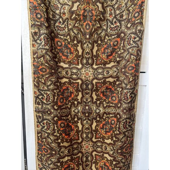 VTG 70s Brown Orange Geometric Rectangle Nylon Scarf Made In Japan 43”x13” - Picture 8 of 9